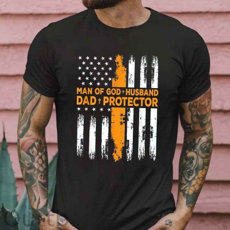 Man Of God+Husband+ Protector Pattern 100% Cotton T-Shirt
