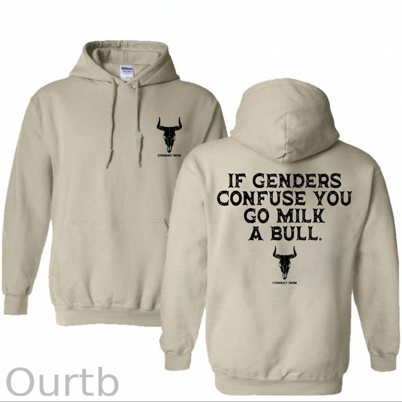 If Genders Confuse You Go Milk A Bull Print Hoodie