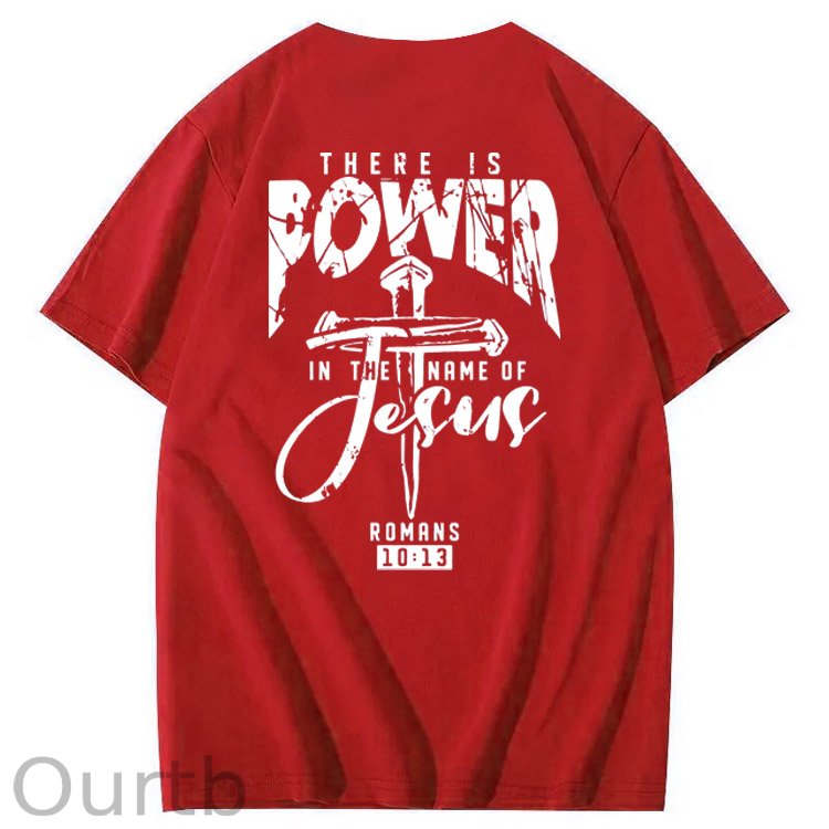 There Is Power In The Name Of Jesus Pattern Print T-Shirt
