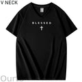 Cross Blessed 100% Cotton V Neck T-Shirt