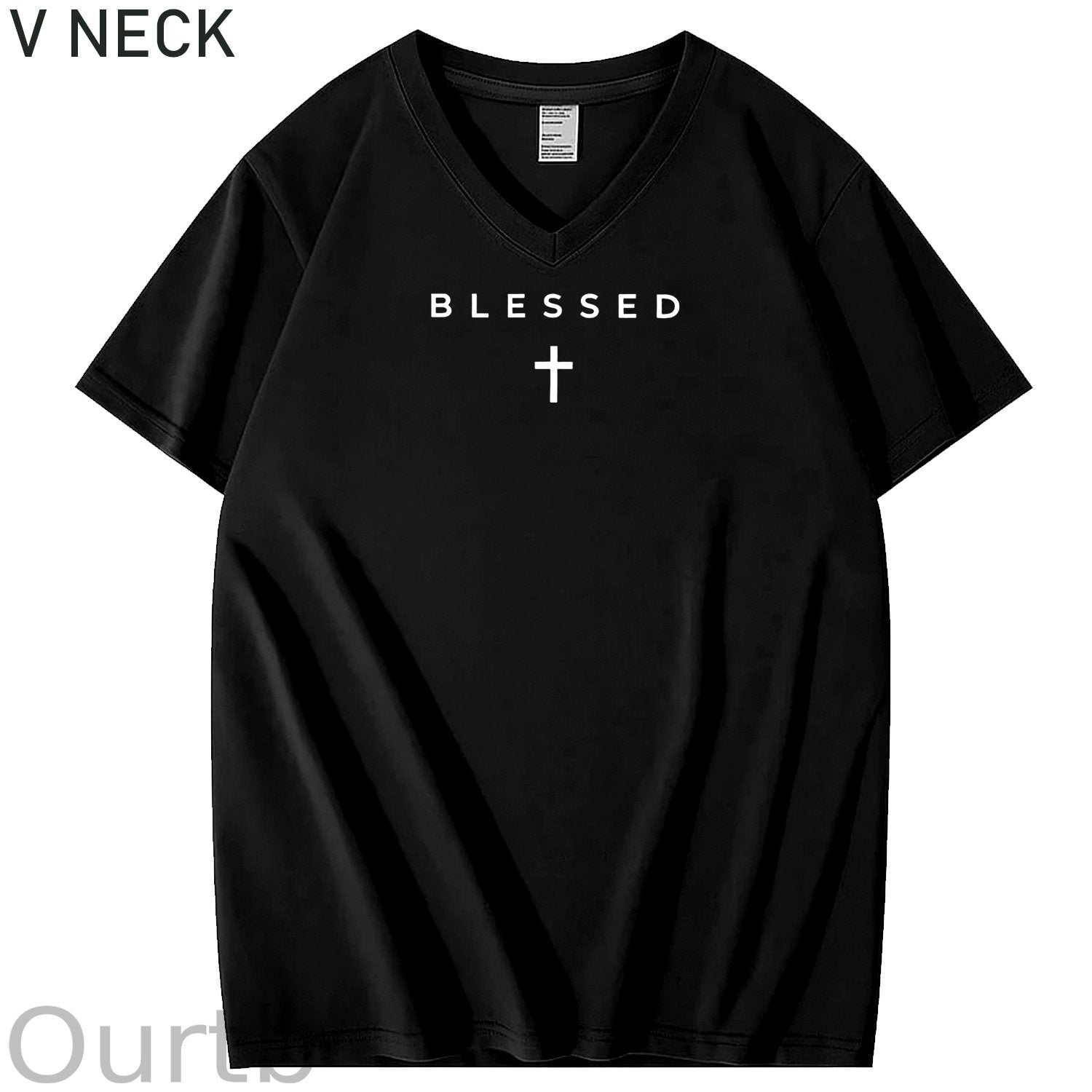 Cross Blessed 100% Cotton V Neck T-Shirt