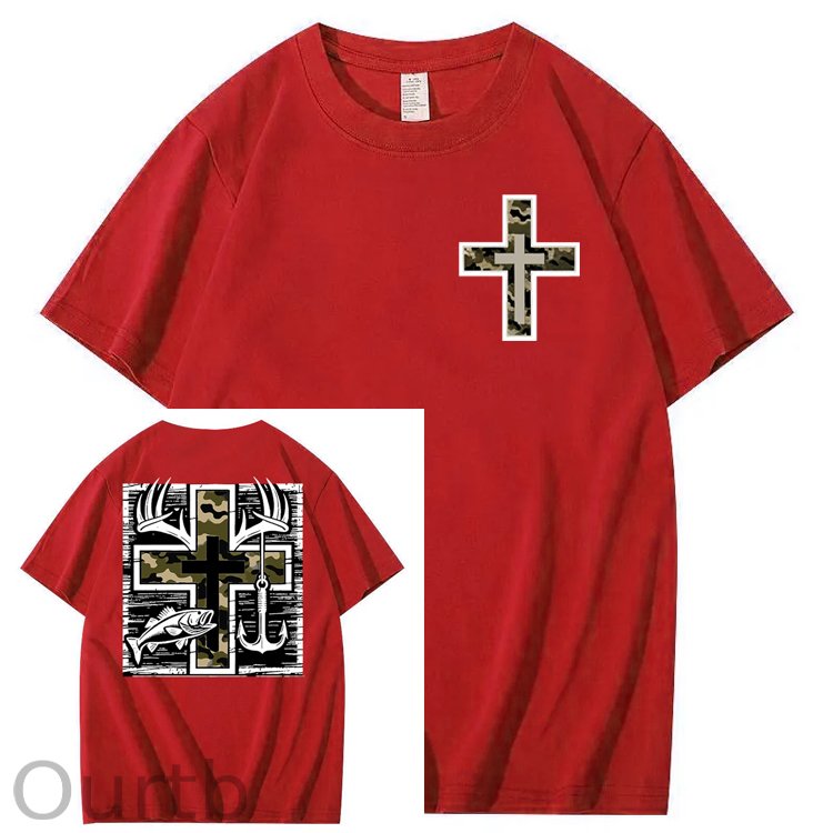 Camo Cross Antlers Faith 100% Cotton T-Shirt