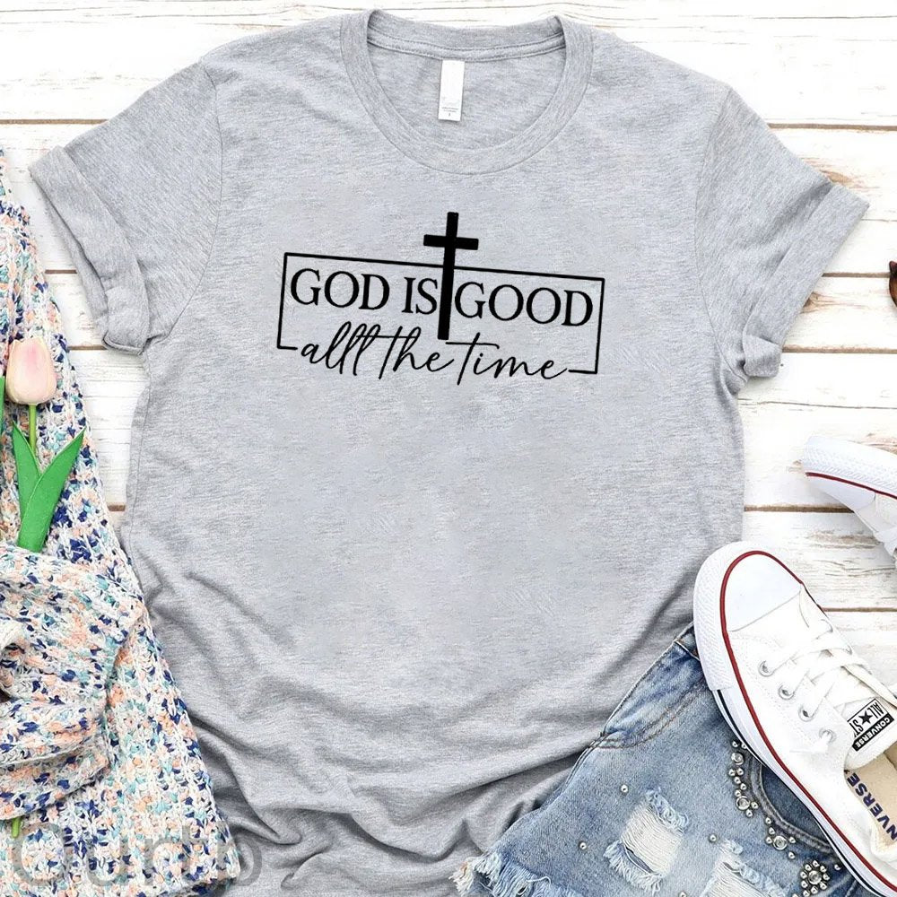 God Is Good All The Time Pattern Round-Neck T-Shirt
