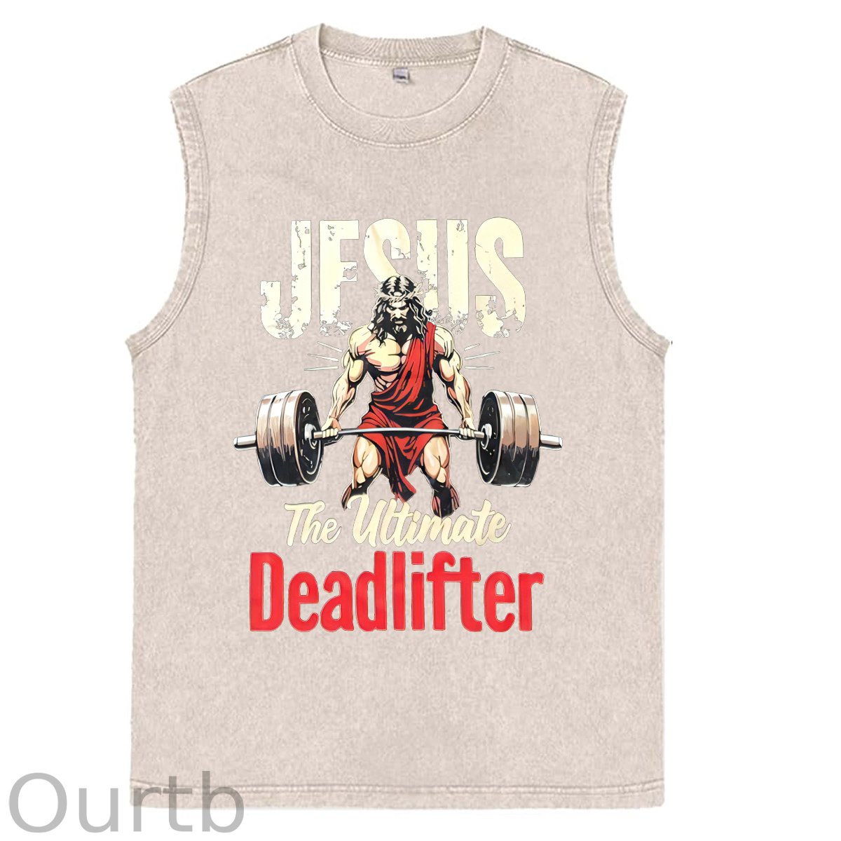 Jesus  Pattern Sleeveless Cotton Washed Printed Loose Vest