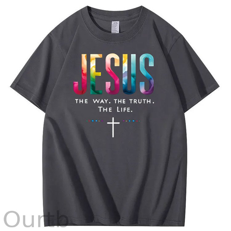 Watercolor Jesus  Pattern  Print 100%Cotton T-Shirt