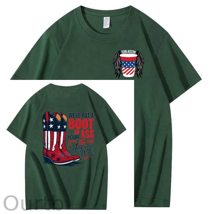 Put A Boot In Your Ass Pattern 100&Cotton Print T-Shirt