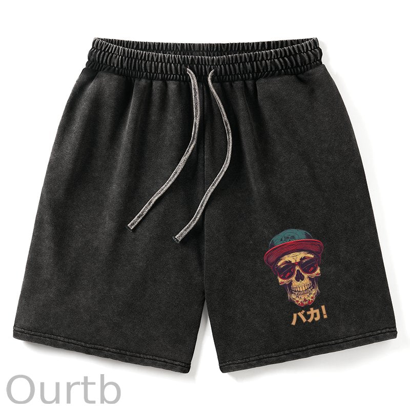 Fashion Skull Japanese Washed Shorts