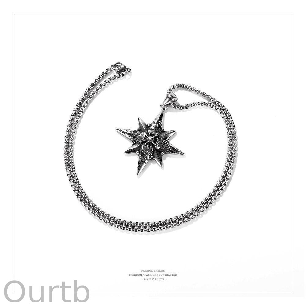 Vintage Casual Octagonal Star Cross Necklace 13169889TO