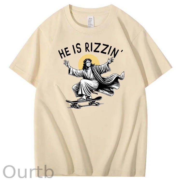 He is Rizzin' Funny Pattern Print Crew Neck T-Shirt