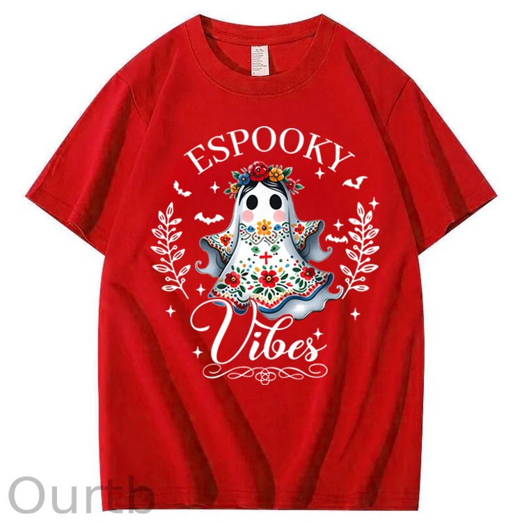 Halloween Espooky Vibes Mexican Boo Ghost 100% Cotton T-Shirt