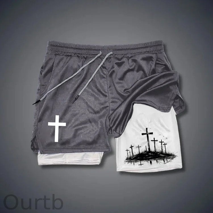 Cross Pattern Pattern Print Shorts Pants