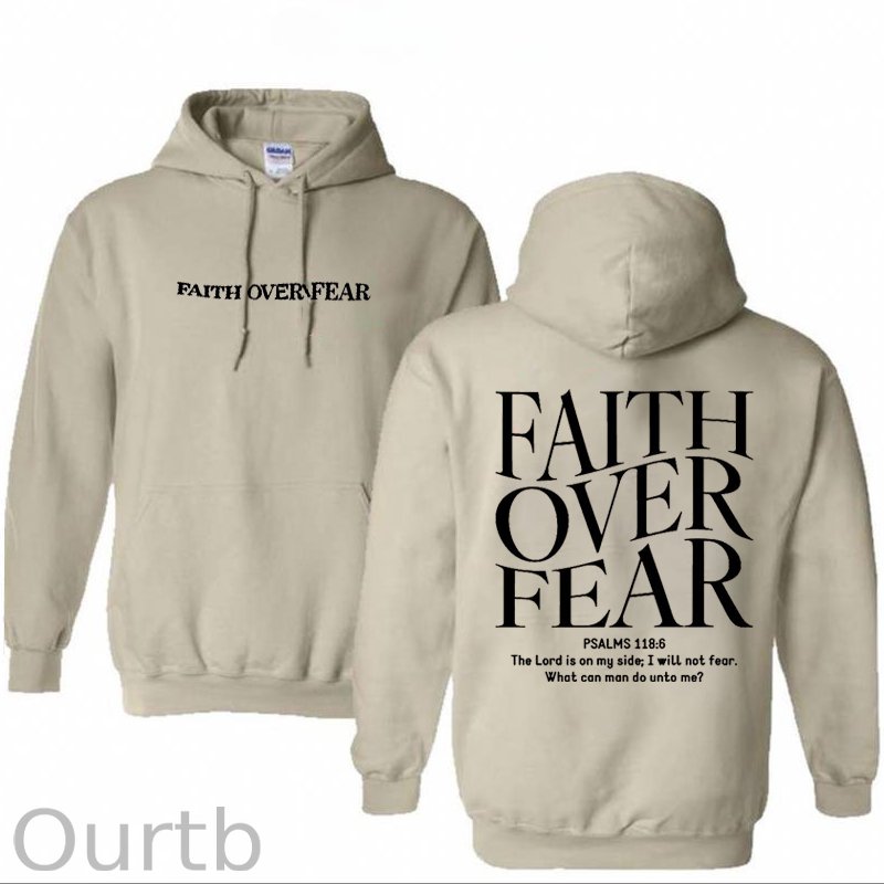Faith Over Fear Pattern Printed Classics Hooded Sweatshirt