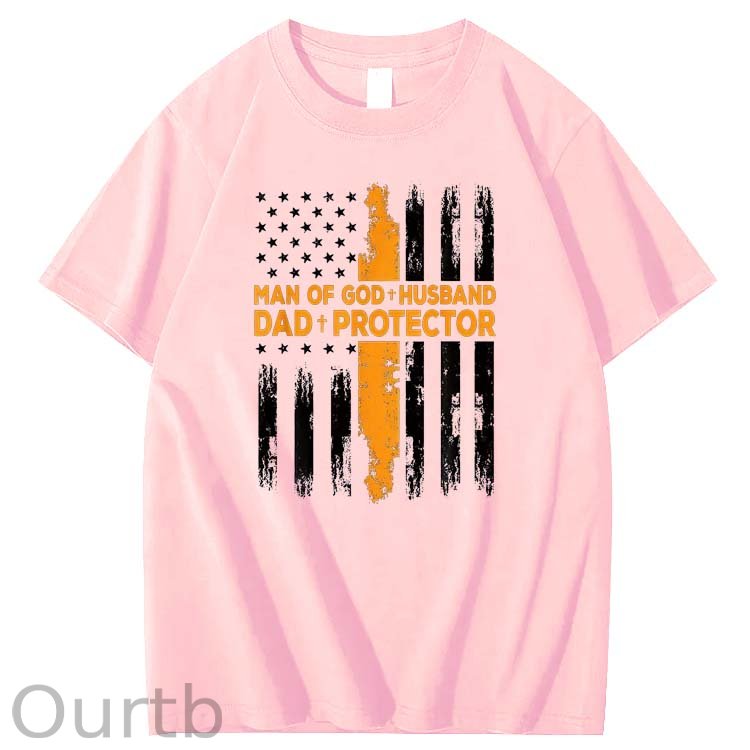 Man Of God+Husband+ Protector Pattern 100% Cotton T-Shirt