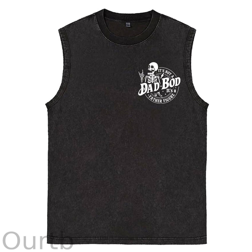 It's Not A Dad Bod It's A Father Figure Print Washed Cotton Sleeveless Tank Tops
