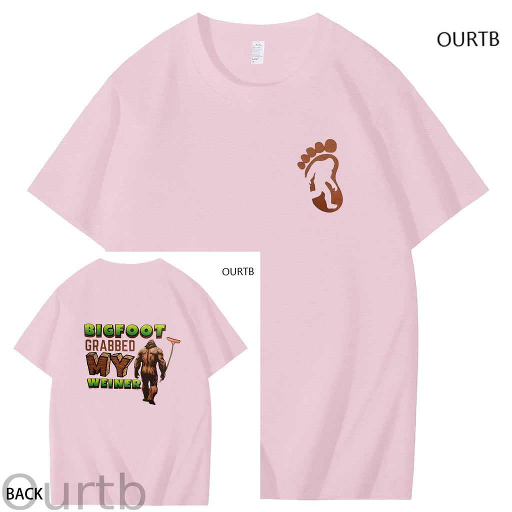 Bigfoot Grabbed My Weiner Art Pattern Print T-Shirt