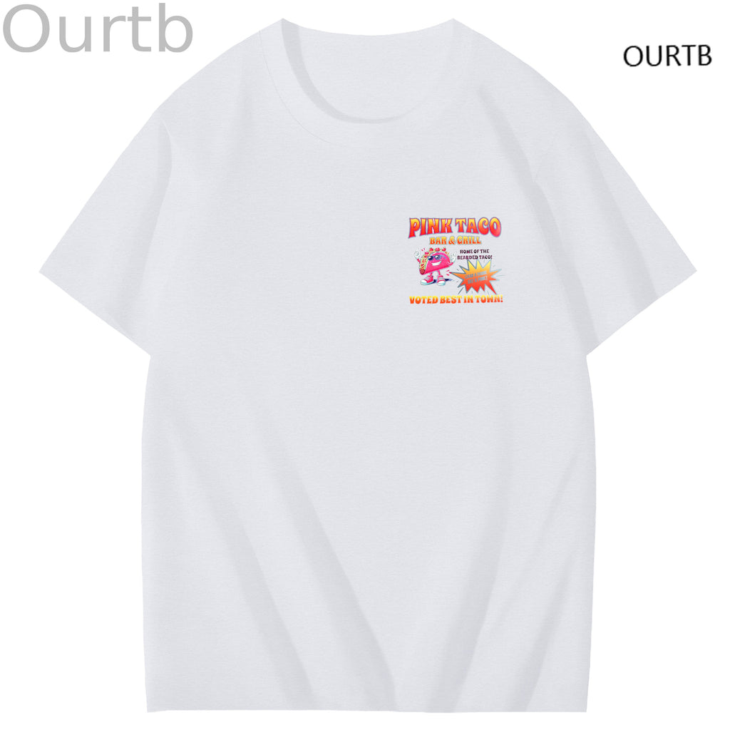 Pink Taco Bar Grill Voted Best In Town Art Pattern Print T-Shirt