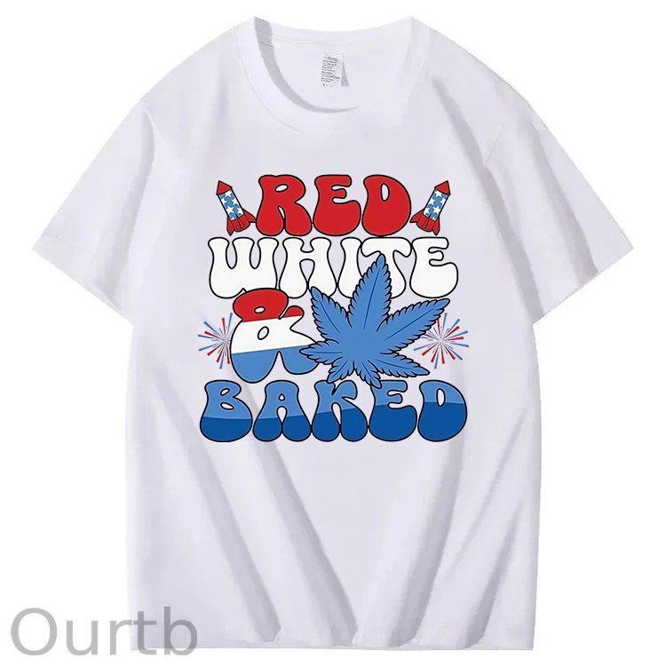 Red White & Baked Print 100% Cotton T-Shirt