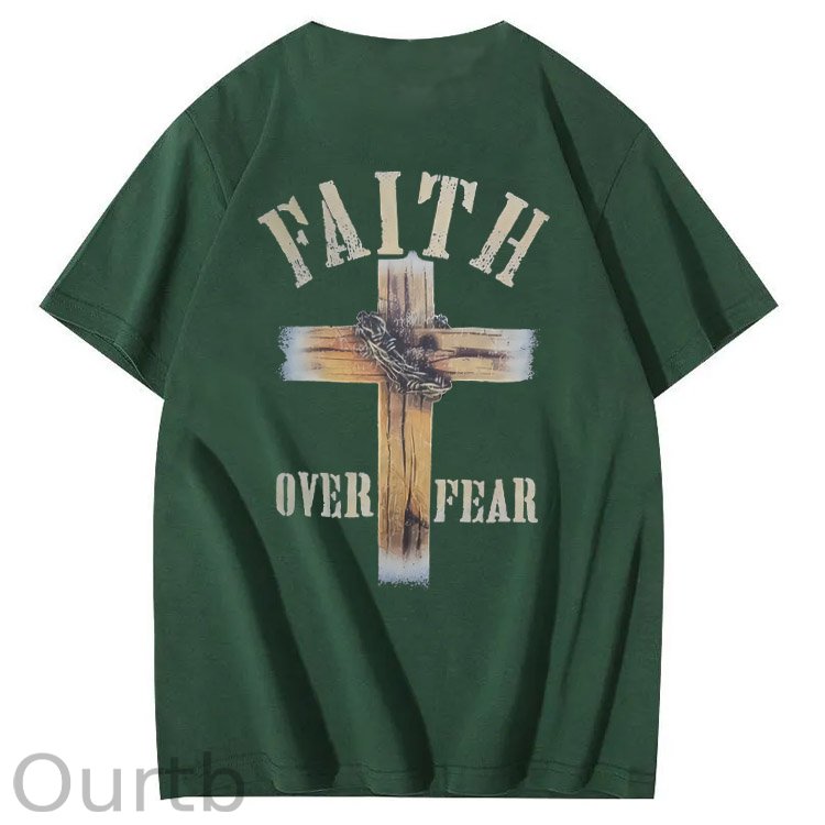 Faith Over Fear  Pattern Print 100%Cotton T-Shirt