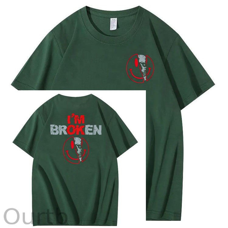 I'm Broken Skull Smile Pattern 100% Cotton T-Shirt
