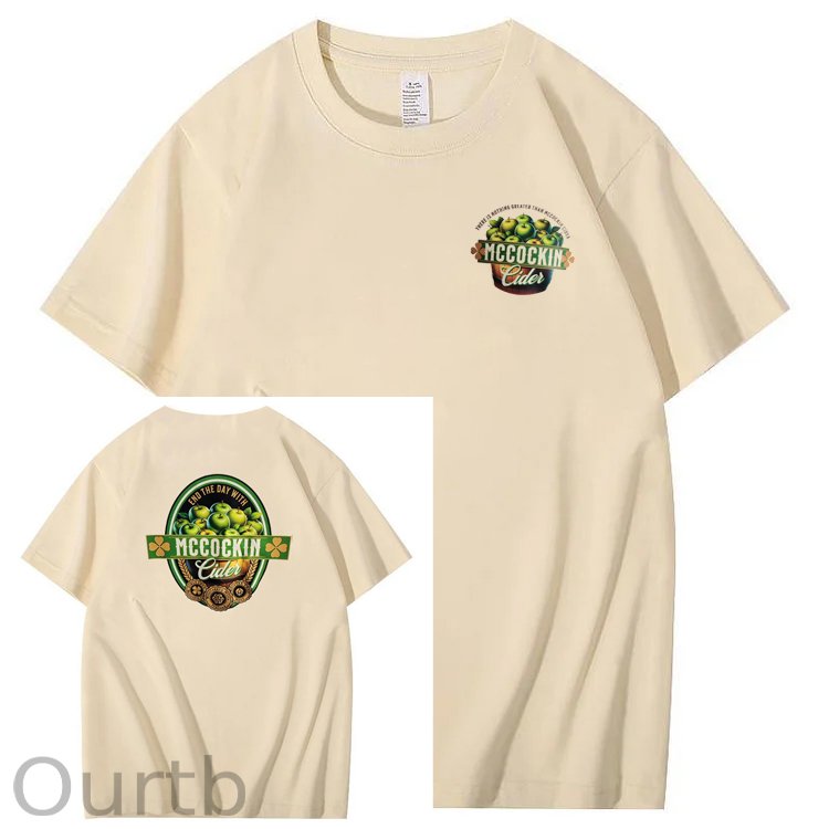 Mccuckin Cider Print Pattern Crew Neck T-Shirt