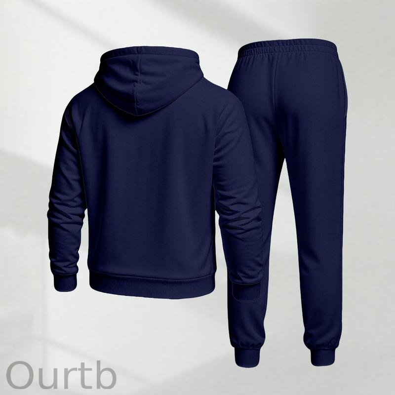 Men's Blessed Cross Letter Pattern Print Hoodie and Drawstring Sweatpants Set Two-Piece Set