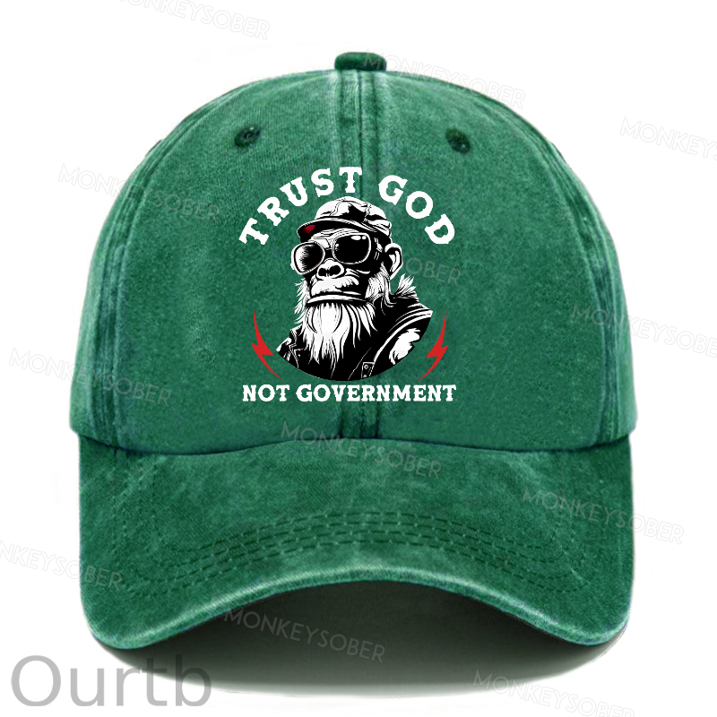 Trust God Not Government Washed Baseball Caps