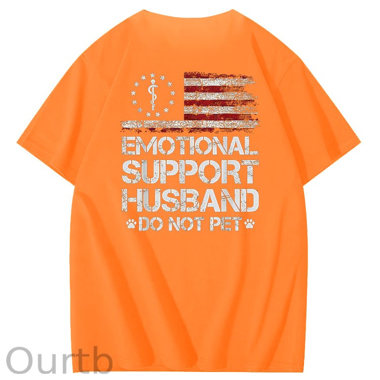 Emorional Support Husband Do Not Pet Pattern100% Cotton T-Shirt