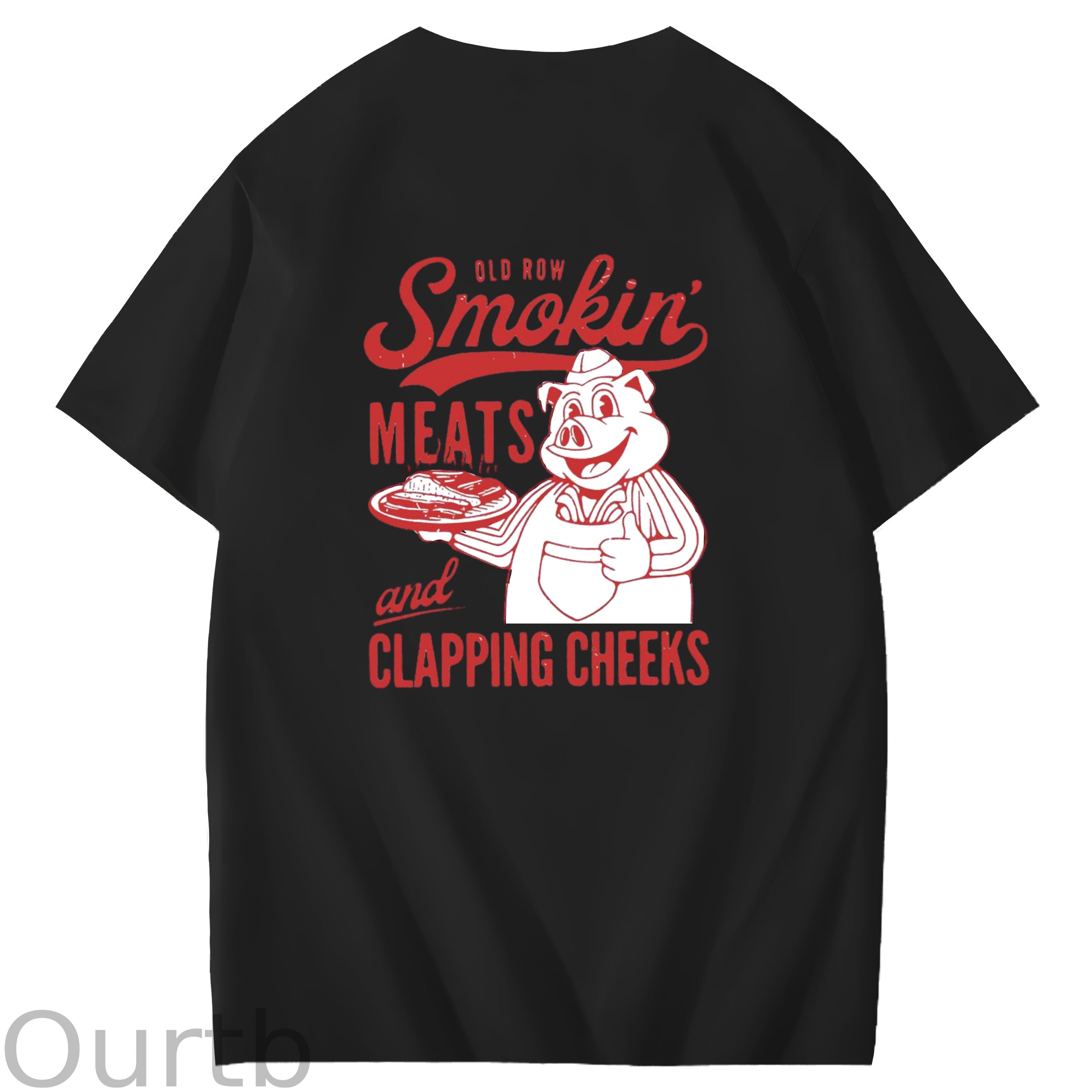 Old Row Smokin Meats And Clapping Cheeks Art Pattern Print T-Shirt
