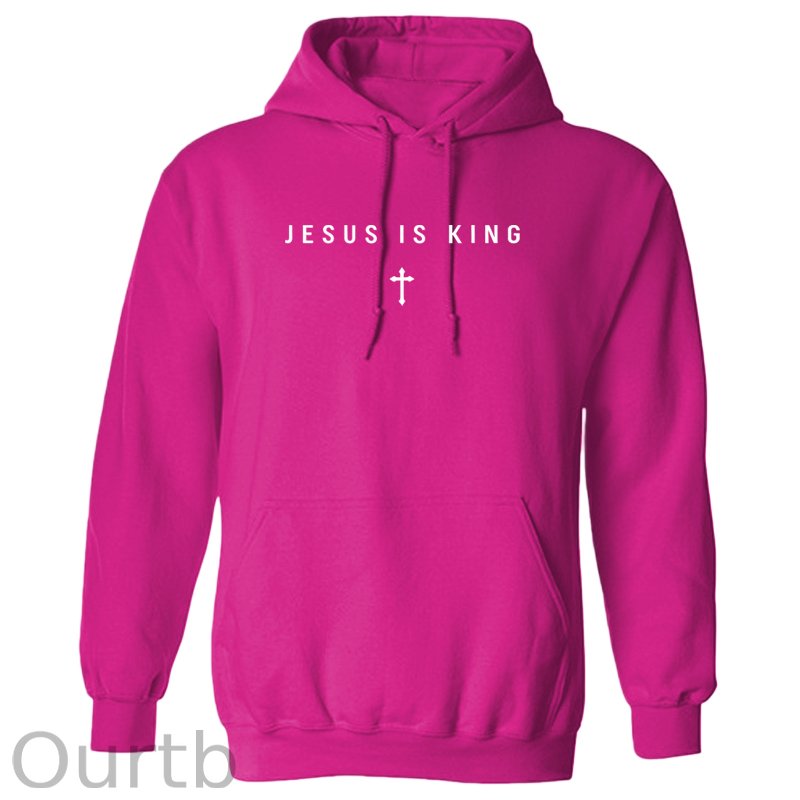 Jesus Is King Cross Graphic Cotton Hooded Sweatshirt
