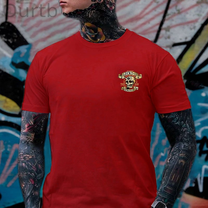 LUCKY THIRTEEN Skull Black Print T-shirt