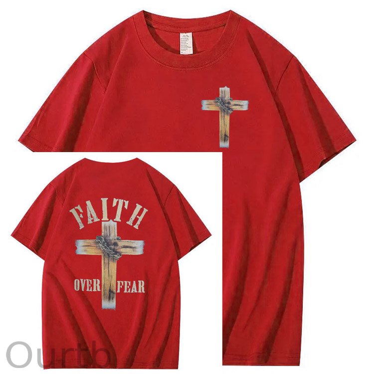 Faith Over Fear  Pattern Print 100%Cotton T-Shirt
