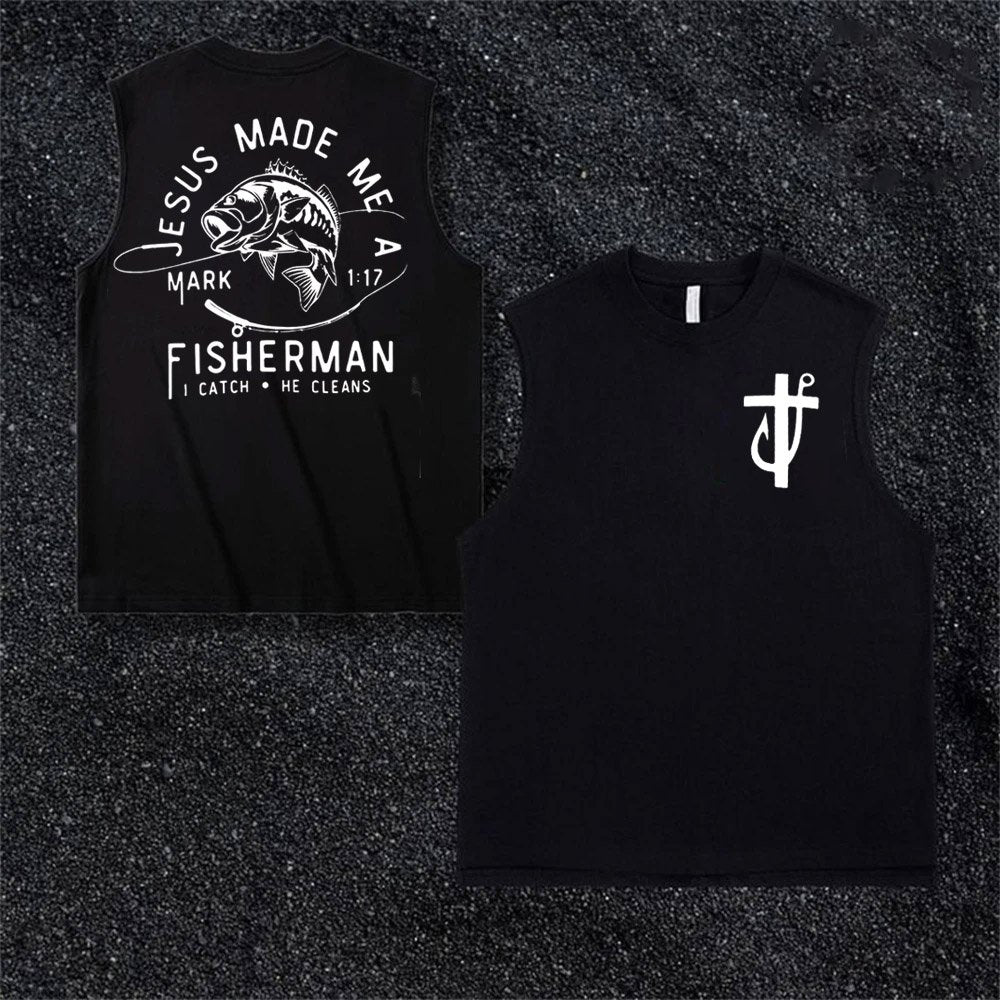 Jesus Made Me A Fisherman  Pattern Print Vest