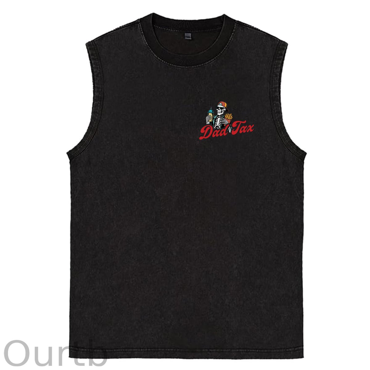 Dad Tax Pattern Sleeveless Cotton Washed Printed Loose Vest