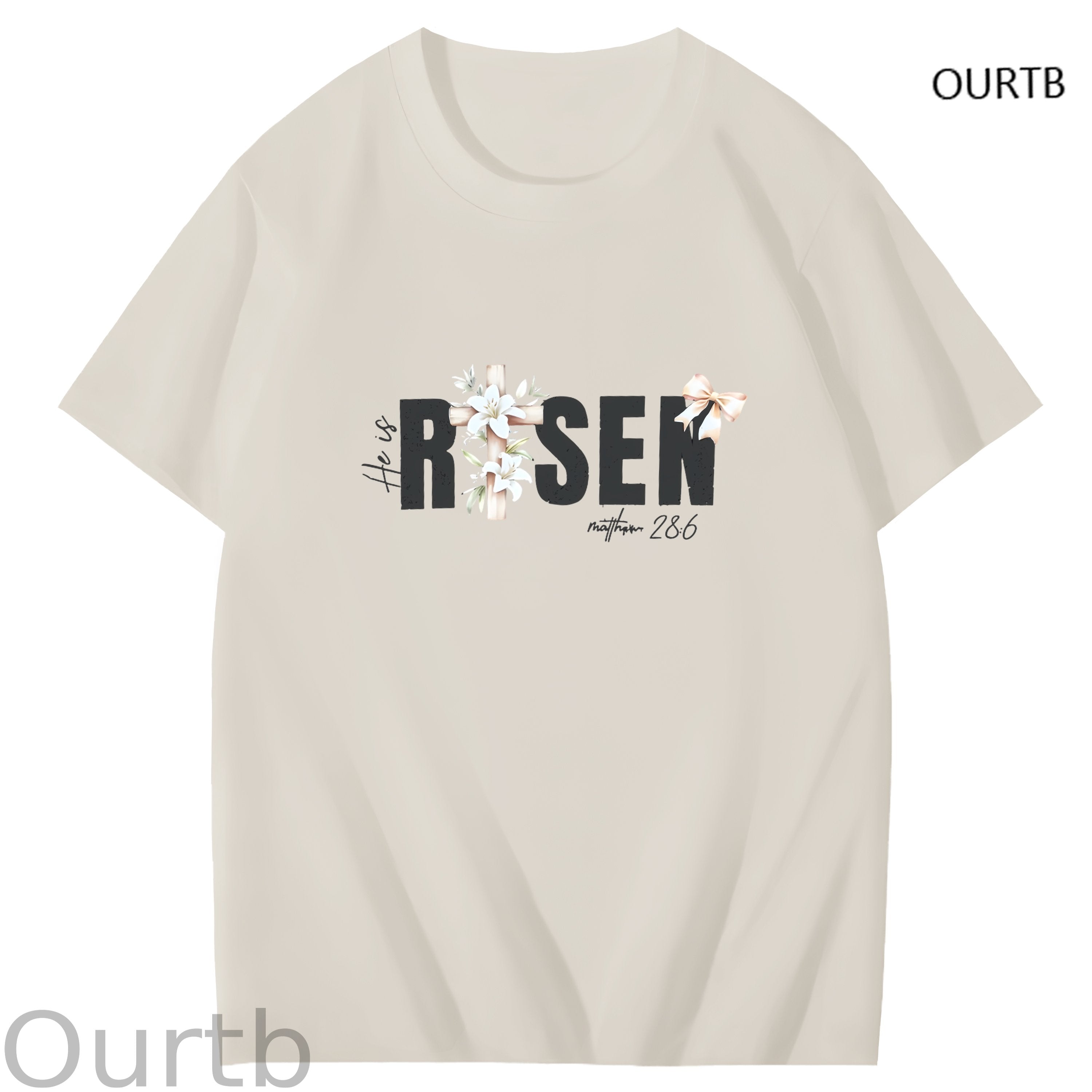 He Is Risen Faith Art Pattern Print T-Shirt