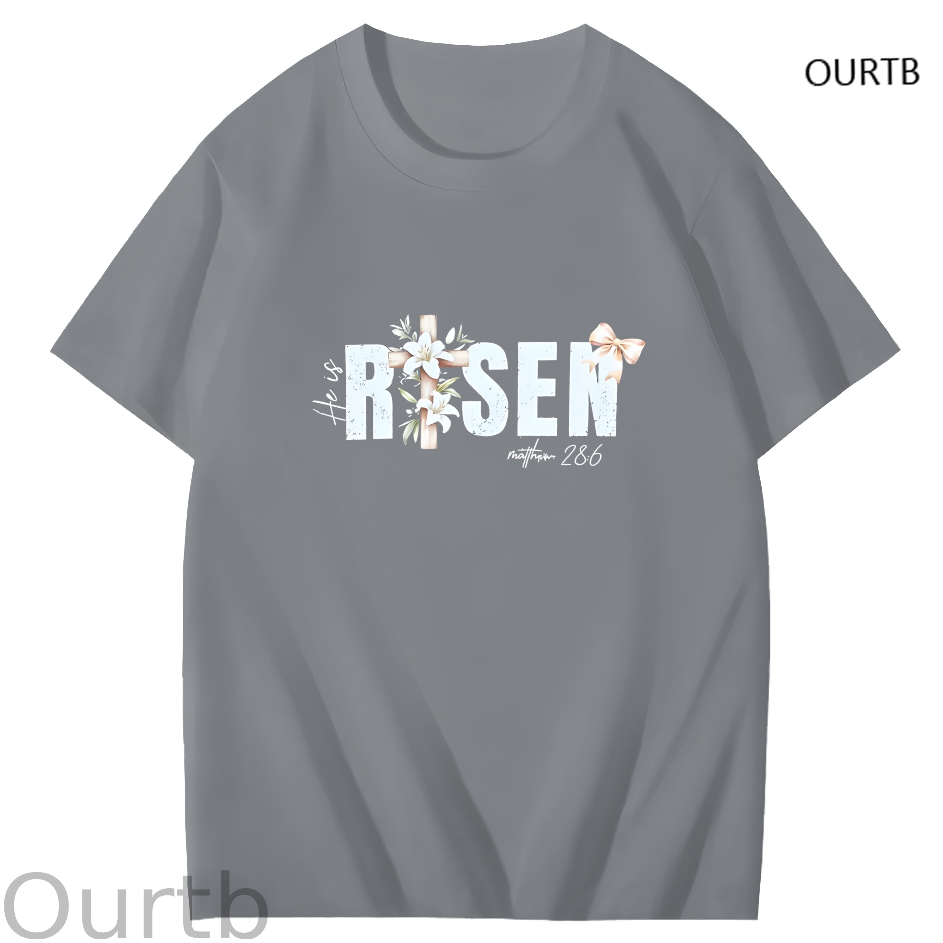 He Is Risen Faith Art Pattern Print T-Shirt