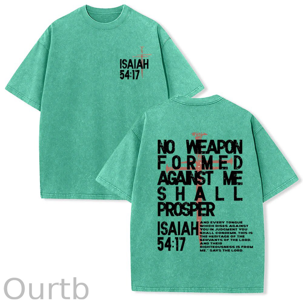 No Weapon Formed Against Me Christian Washed Cotton T-Shirt