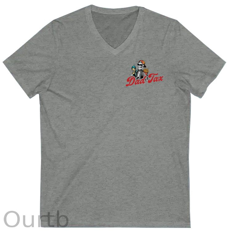 Dad Tax Pattern Print 100%Cotton V Neck T-Shirt