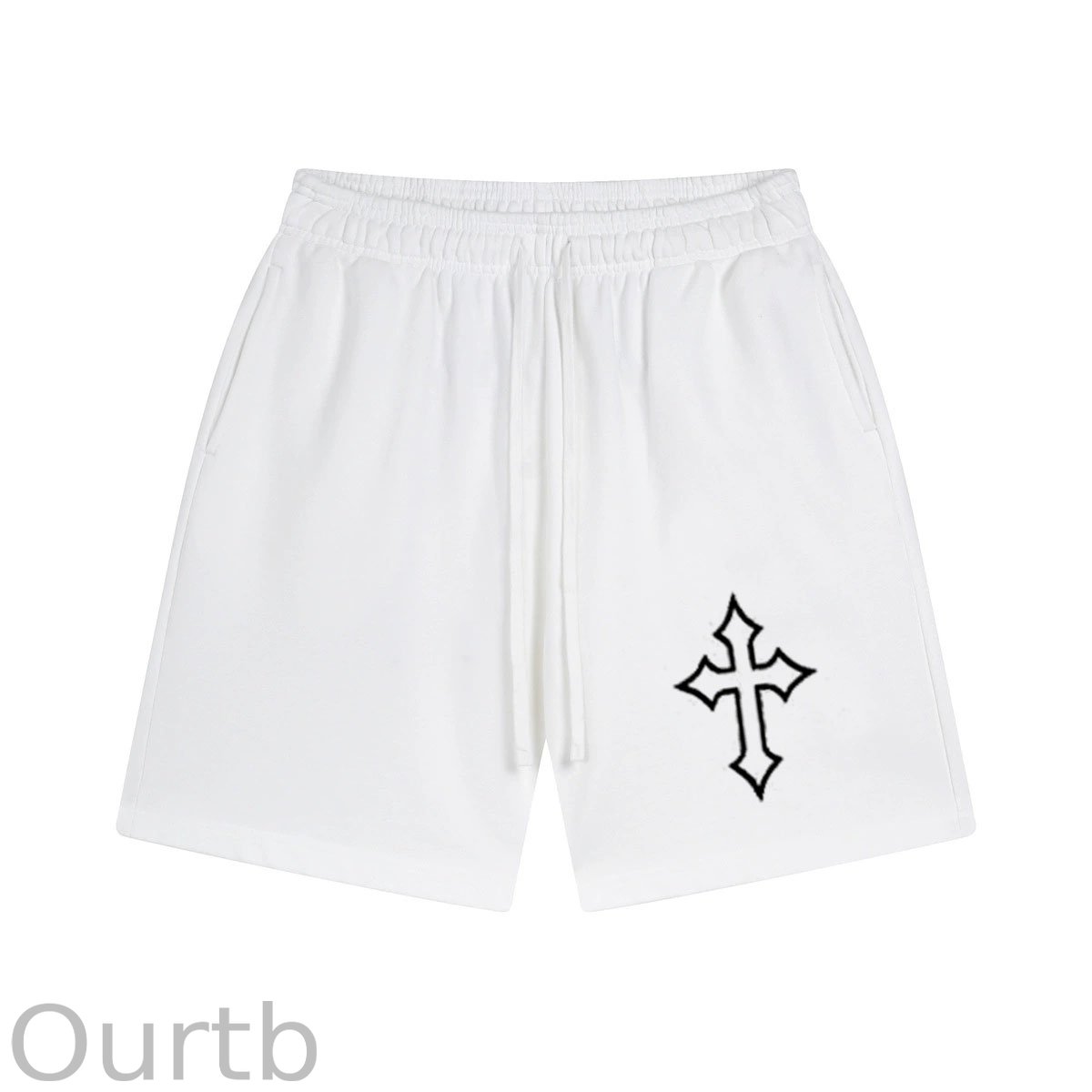 Hollow Cross Pattern Print Craft Shorts Pants