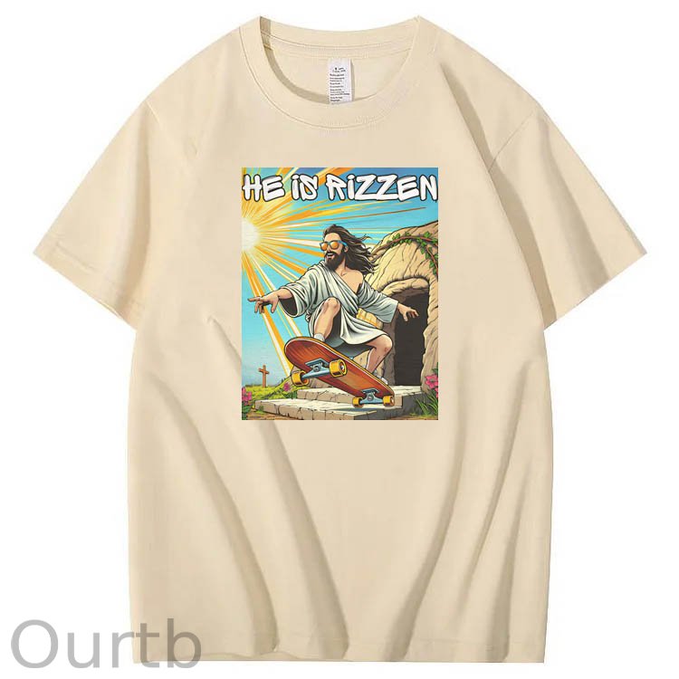 He is Rizzin Funny Cool Pattern Print Crew Neck T-Shirt