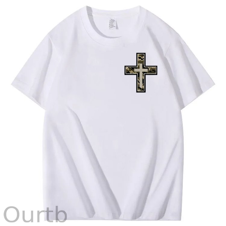 Camo Cross Antlers Faith 100% Cotton T-Shirt