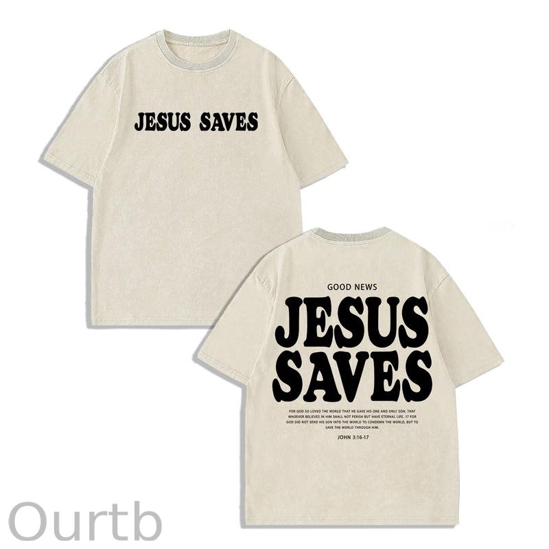 Jesus Saves Washed Cotton T-Shirt