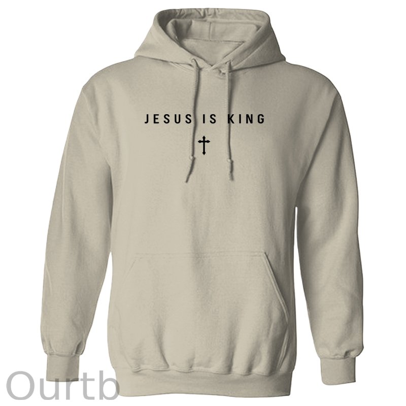 Jesus Is King Cross Graphic Cotton Hooded Sweatshirt