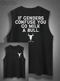 If Genders Confuse You Go Milk A Bull Print Cotton Sleeveless Tank Tops