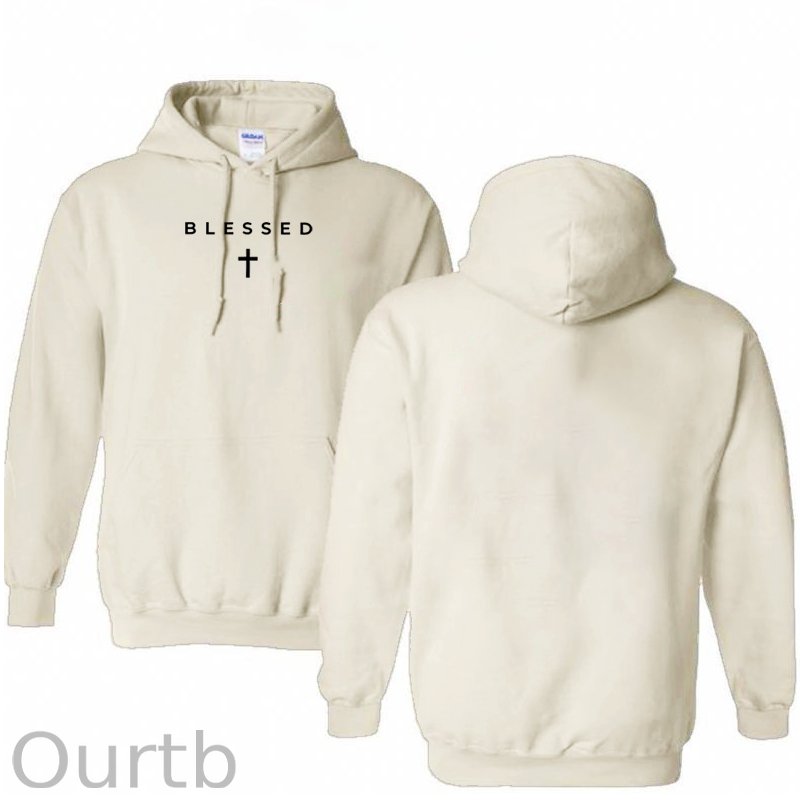 Cross Blessed Cotton Hooded Sweatshirt