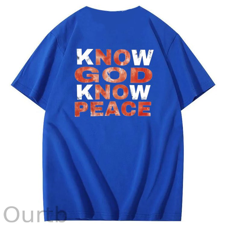 Know God Know Peace Pattern  Print 100%Cotton T-Shirt
