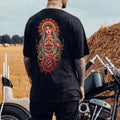 Goddess Holy Female Deity with Rose Black Print T-Shirt