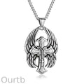 Vintage Casual Cross Wings Necklace 43706425TO