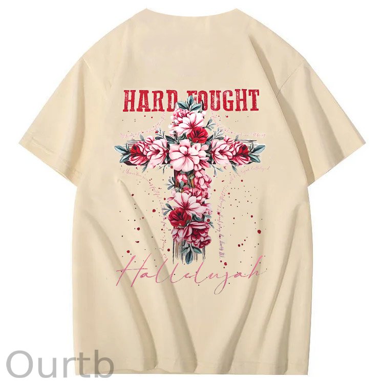 Hard Fought Pattern Print Crew Neck T-Shirt