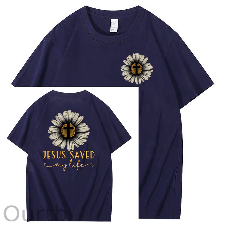 Jesus Saves My Life Pattern100% Cotton T-Shirt