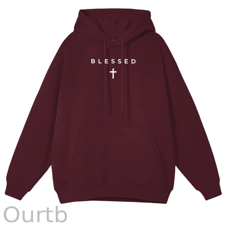 Cross Blessed Cotton Fleece Hooded Sweatshirt